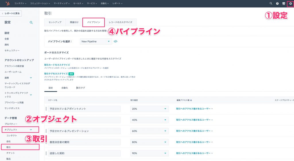 HubSpot取引ステージ変更後の入力必須01