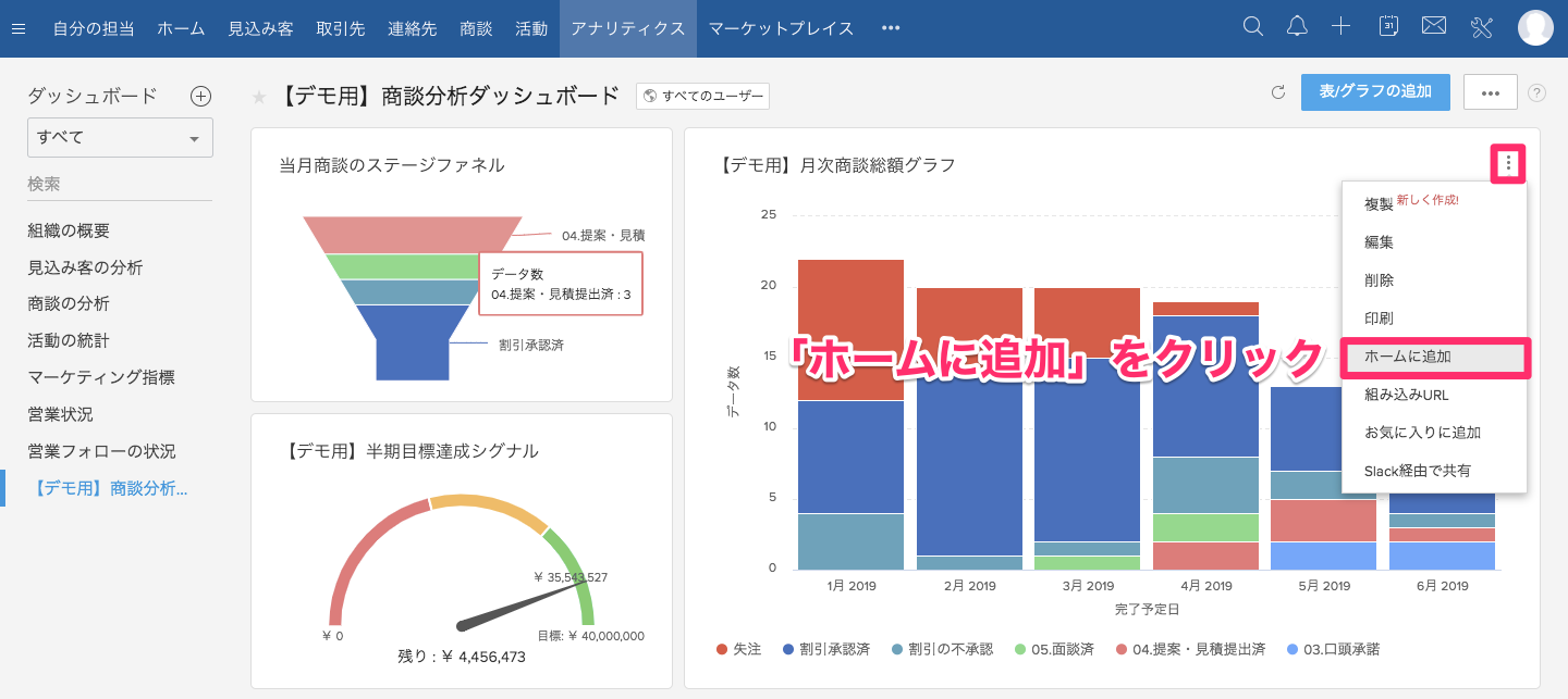 Zoho CRMのダッシュボードをアナリティクスタブで設定するの画像8